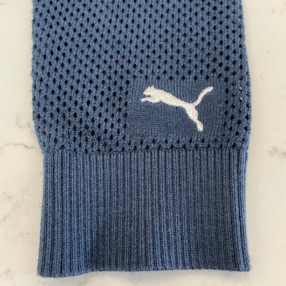 Puma Casual Lg Slv Crew Neck Perforated Knit Sweater Ocean Blue M no fabric tag - Picture 7 of 9